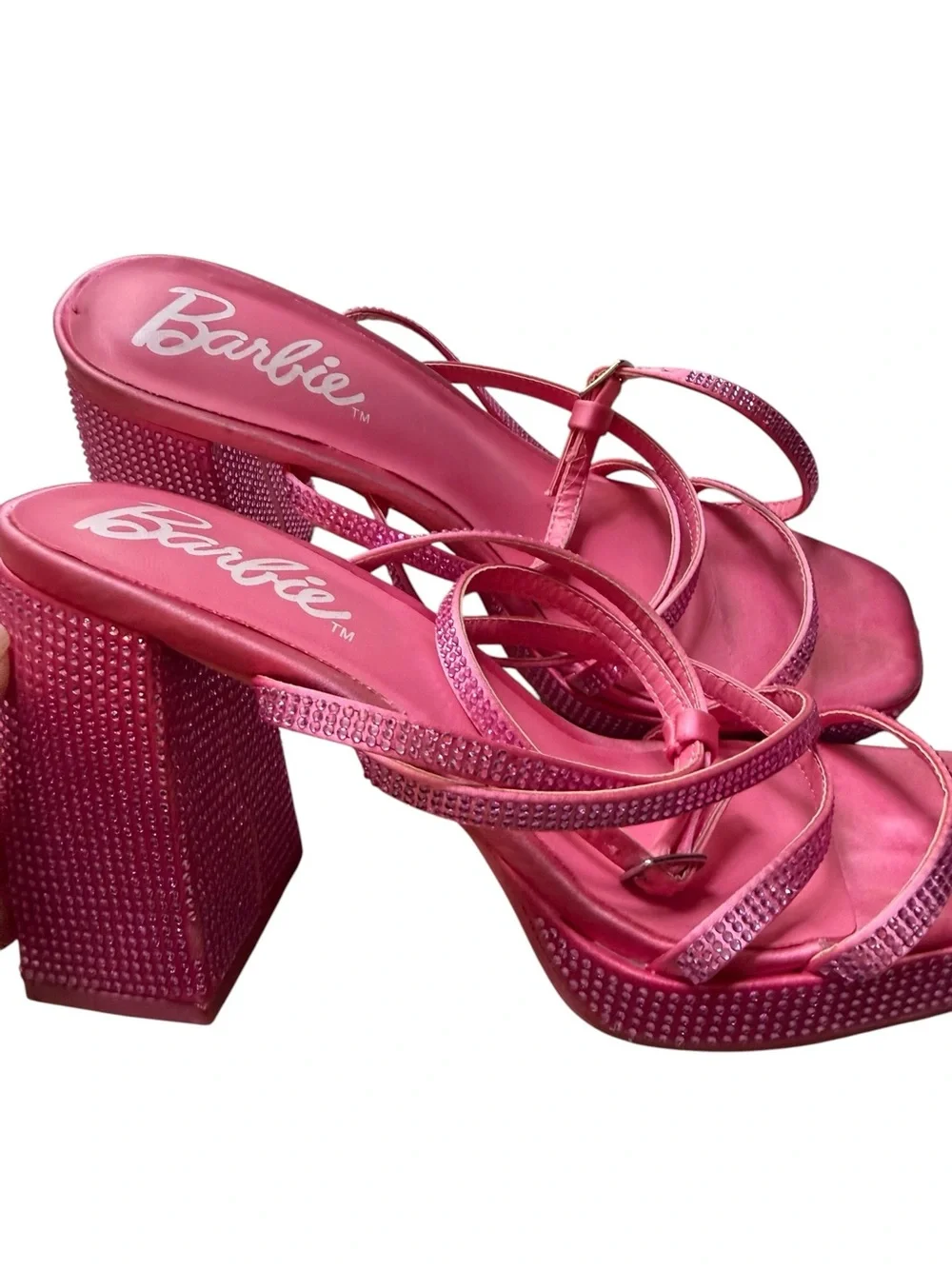 Barbie Pink Rhinestone Block Heel Sandals size 9